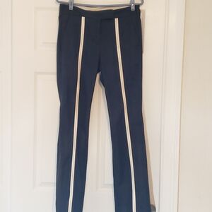 Stylish Black Pants with Cream Stripes